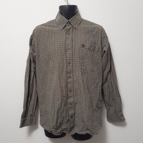 Cinch Pocket Button Down Plaid Mens Dress Shirt